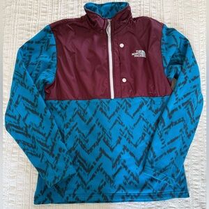 The North Face Teal Patterned Fleece with Burgundy Trim